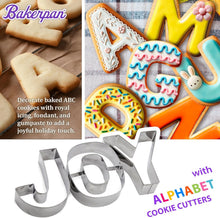 Load image into Gallery viewer, 26-Piece Stainless Steel ABC Cookie Cutter Set - 3.5-Inch Letters &amp; Bonus Cutter