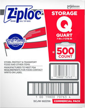 Load image into Gallery viewer, Ziploc 500-Count Double Zipper Storage Bags - Quart Size for Food Organization