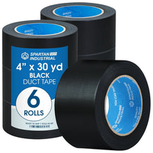 Load image into Gallery viewer, Versatile 6 Pack Black Duct Tape, 4" x 30 Yards - All-Weather &amp; Strong Adhesive
