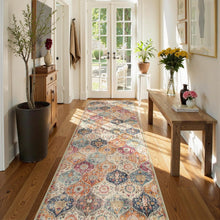 Load image into Gallery viewer, Soft Cream/Multi Vintage Runner Rug, Ideal for Kitchen &amp; Bathroom Spaces