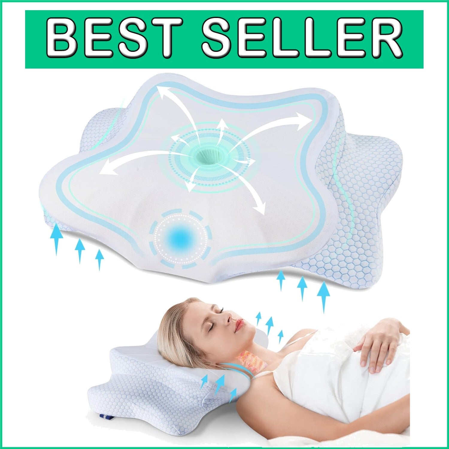 Ergonomic Cervical Pillow - Contour Memory Foam for Neck Pain Relief & Support
