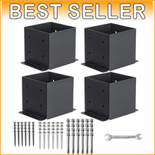 Load image into Gallery viewer, Heavy-Duty 6x6 Post Base Kit - 4 Rustproof Metal Brackets for Outdoor Support