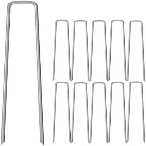 12” Heavy Duty Landscape Staples - 200 Galvanized Steel Pegs for Garden Use