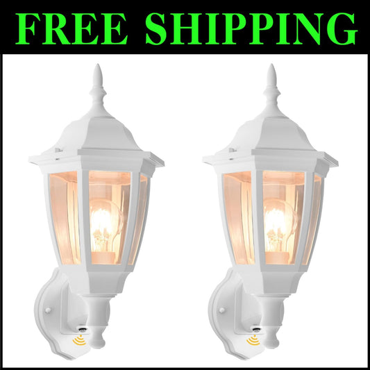 Dusk to Dawn Outdoor Wall Light - 2-Pack LED Edison Lanterns for Modern Patios