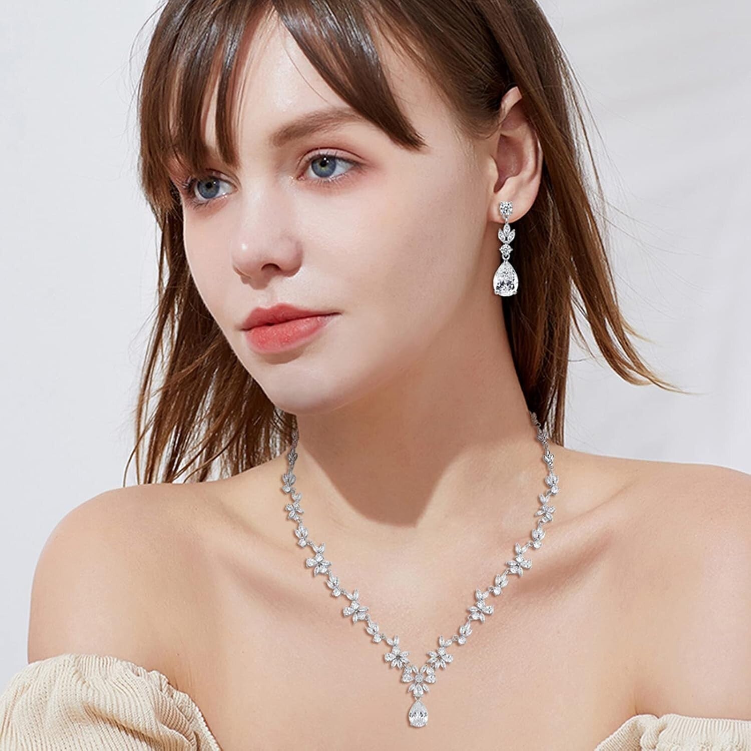 Bridal Jewelry Set for Women: Necklace, Earrings & Bracelet for Special Events