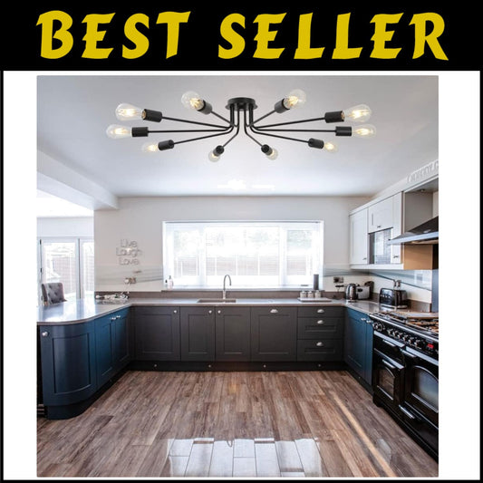 Dimmable 10-Light Vintage Metal Semi Flush Mount Ceiling Light for Modern Spaces