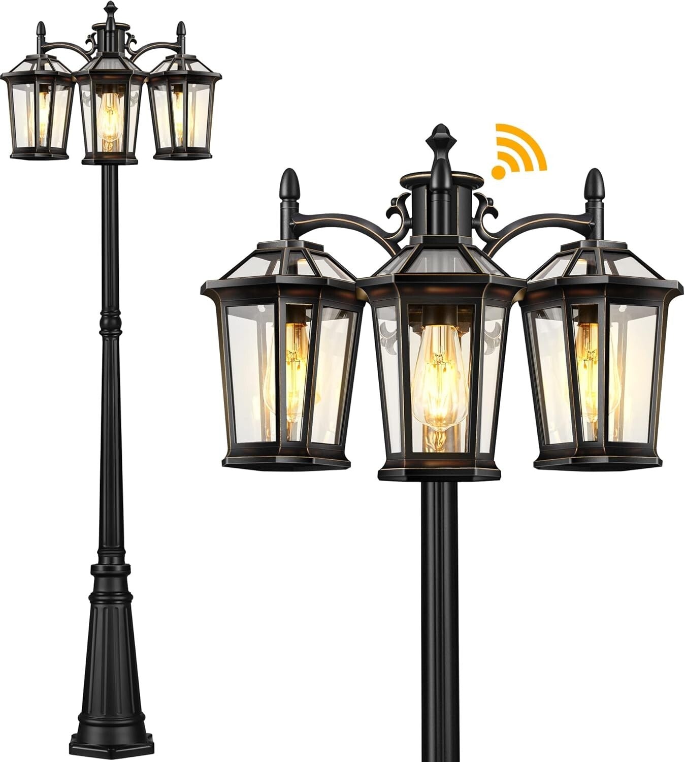 Modern Outdoor Lamp Post Light - 3-Head Waterproof Design with LED Compatibility