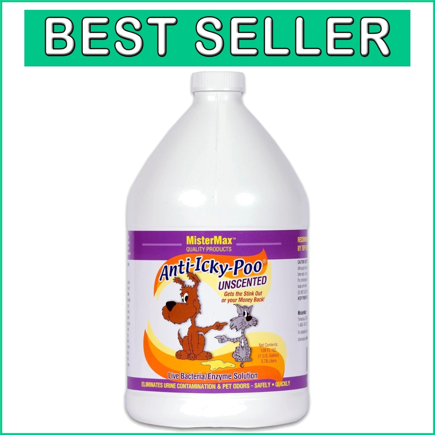 128 Fl Oz Gallon of Unscented Anti-Icky Poo - Ultimate Pet Odor Eliminator
