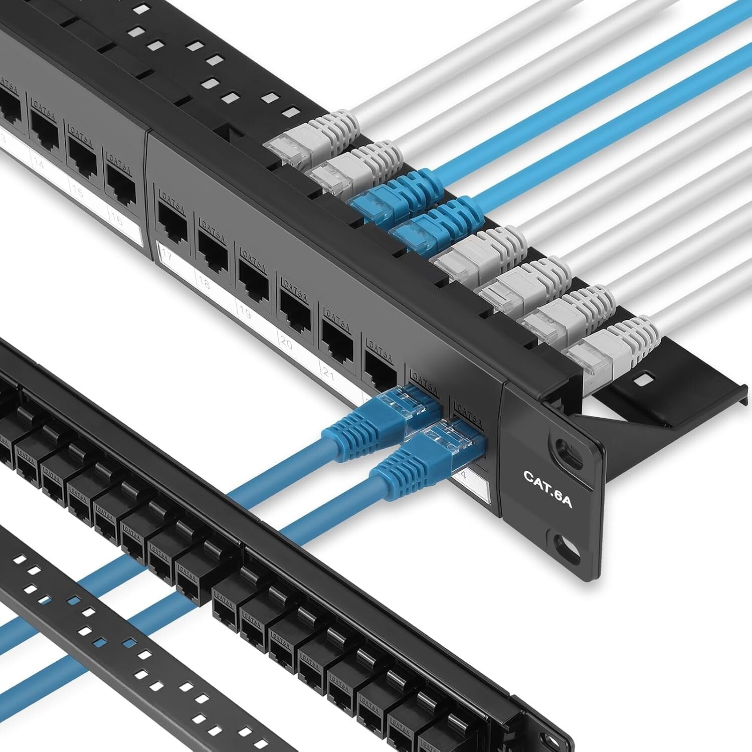 24 Port Cat6A Patch Panel with Inline Keystone - 10G High-Speed Network Solution