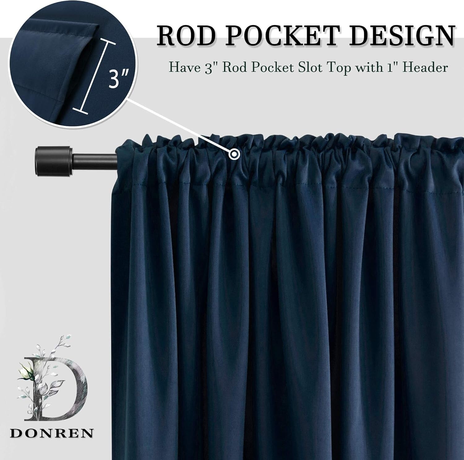 Elegant Navy Blue Blackout Drapes 84” Long, 60” Wide - Perfect for Modern Rooms