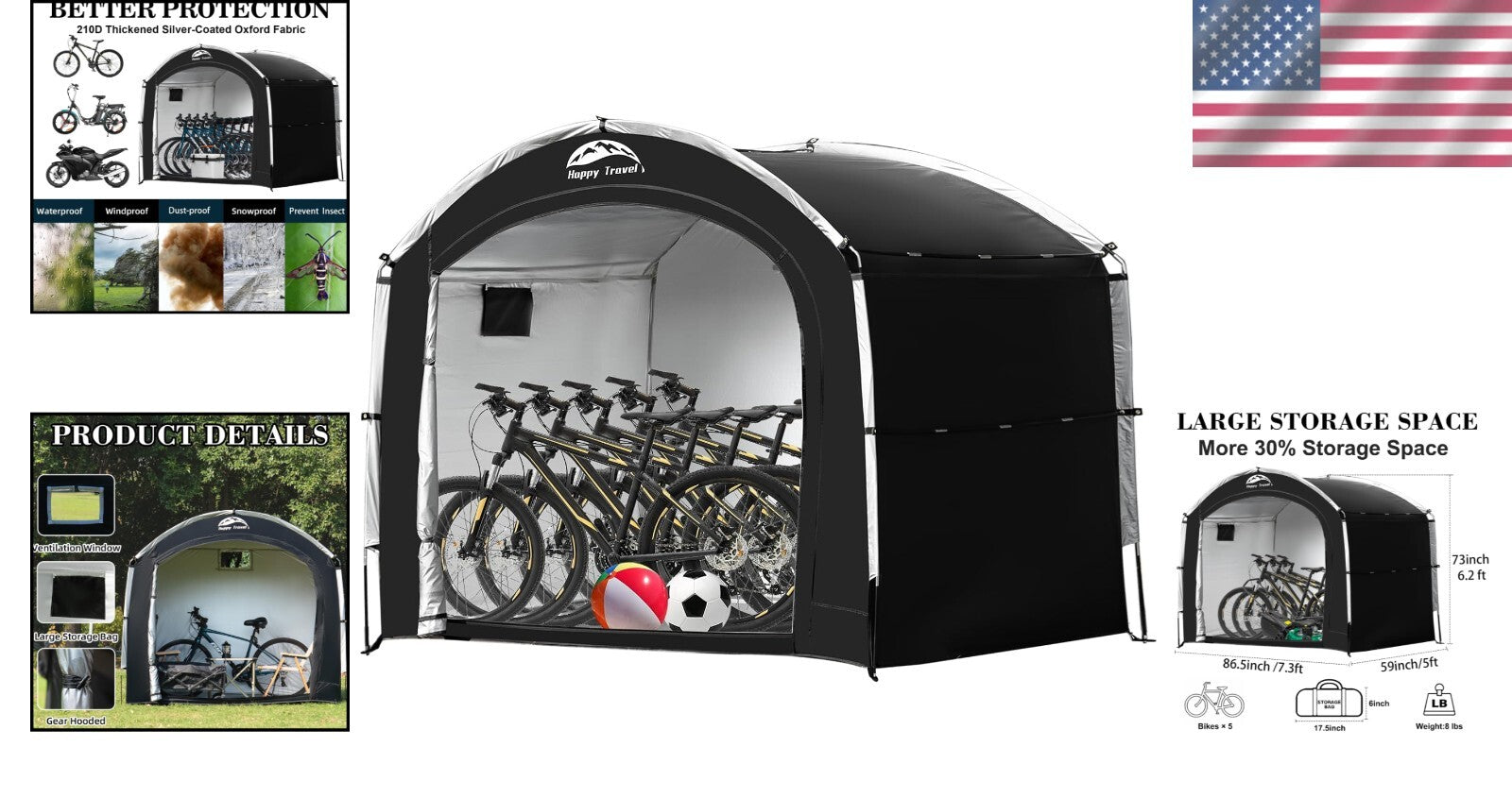 Waterproof Bike Storage Tent for 2-8 Bikes – Outdoor Protection with Ventilation