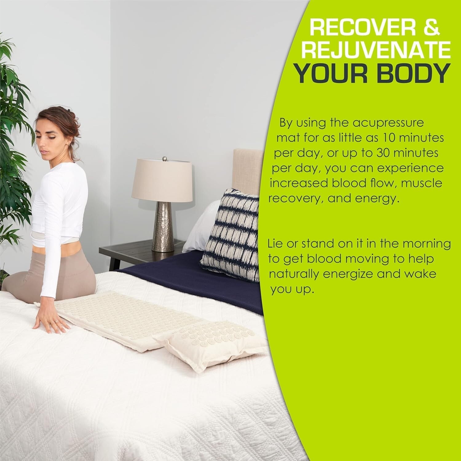 100% Natural Linen Acupressure Mat & Pillow Set for Back Pain Relief, Sand Dunes