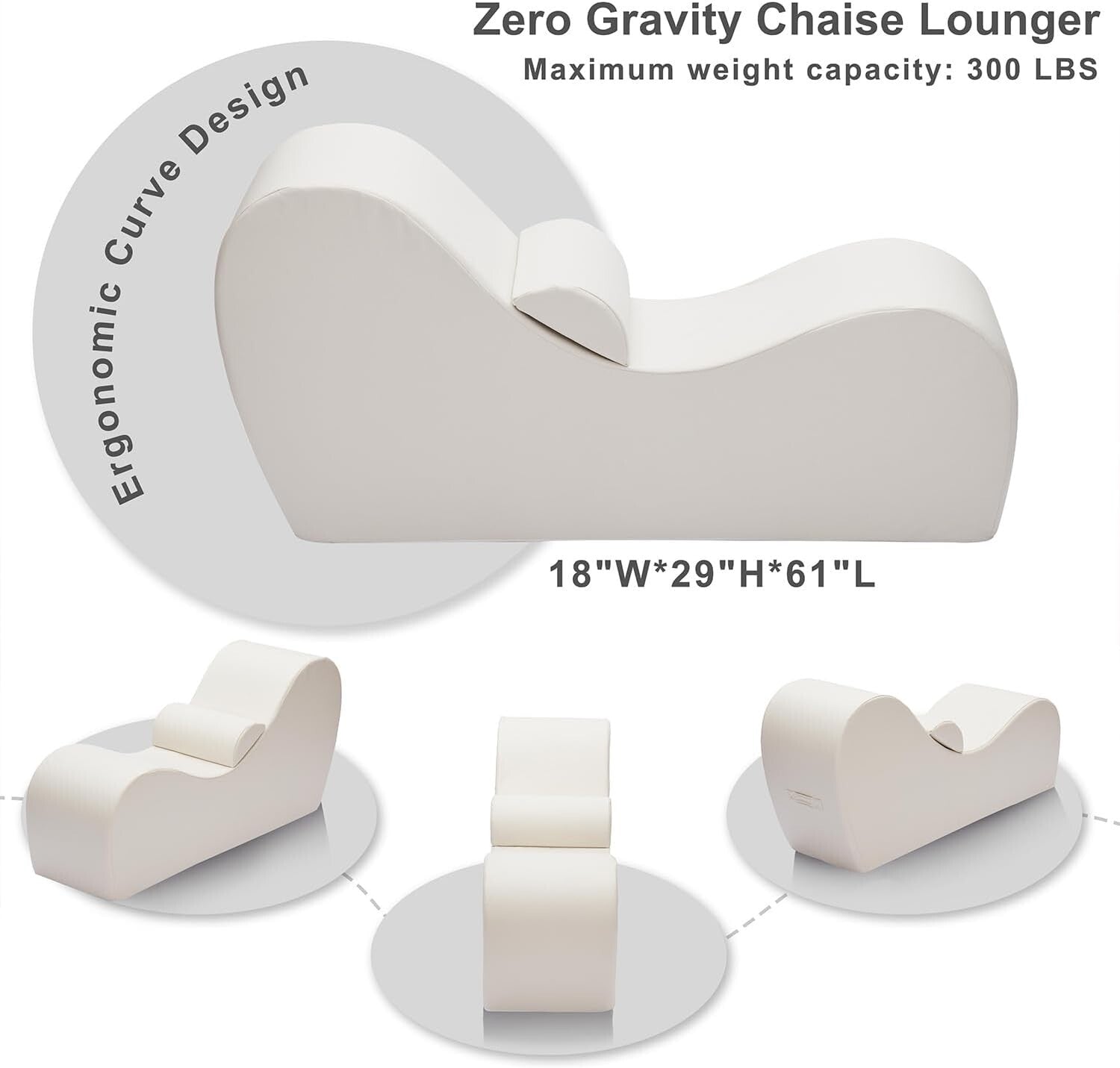 Versatile S-Shaped Chaise Lounge Chair for Relaxation & Yoga - Easy Clean Beige