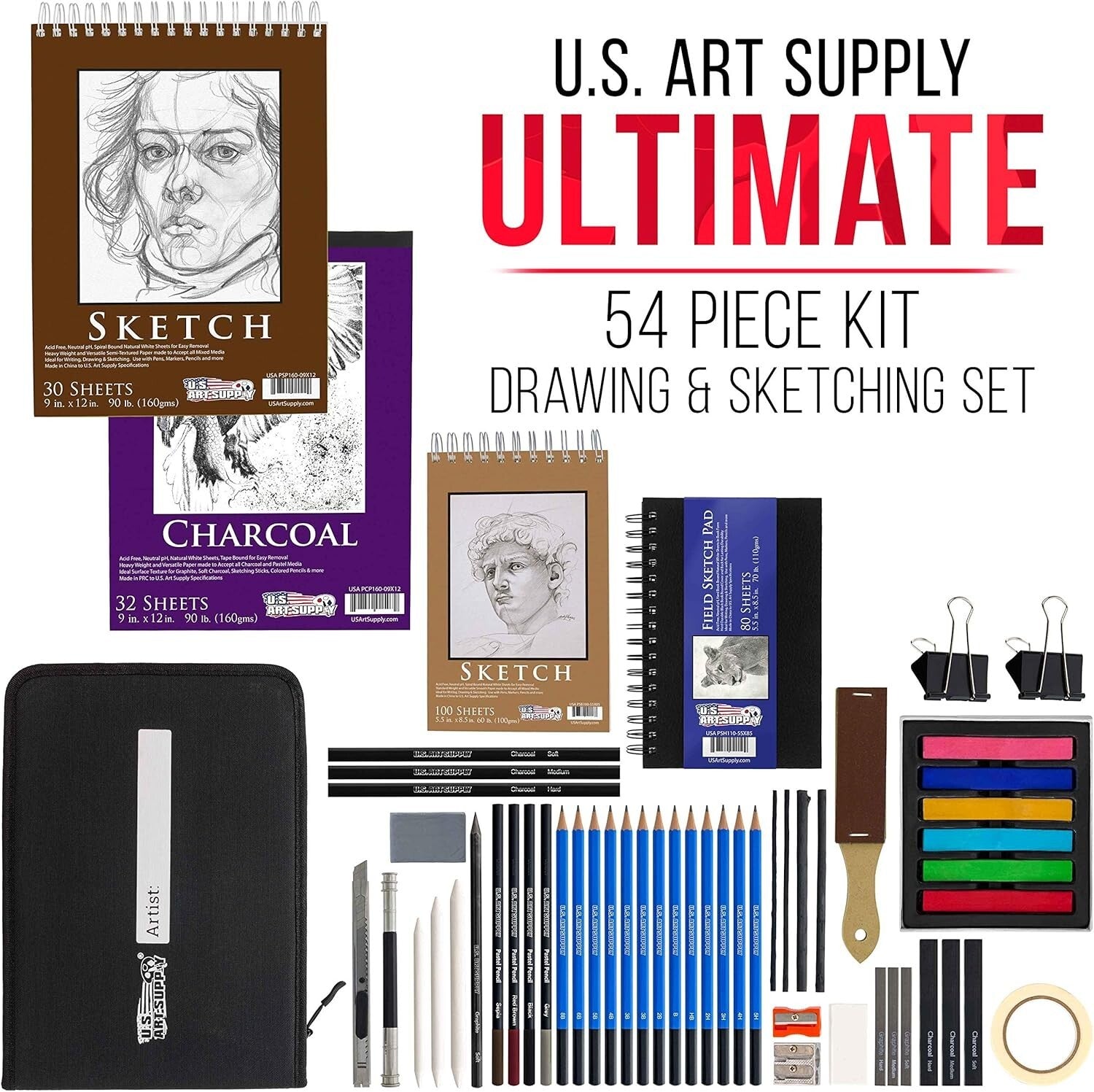 54-Piece Sketching Set in Pop-Up Carry Case - Ideal for Passionate Artists