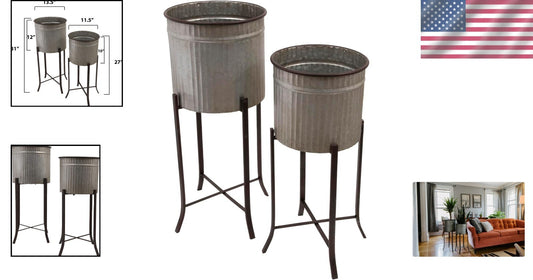 Modern Set of 2 Iron Planters with Stands - Perfect for Your Indoor Jungle