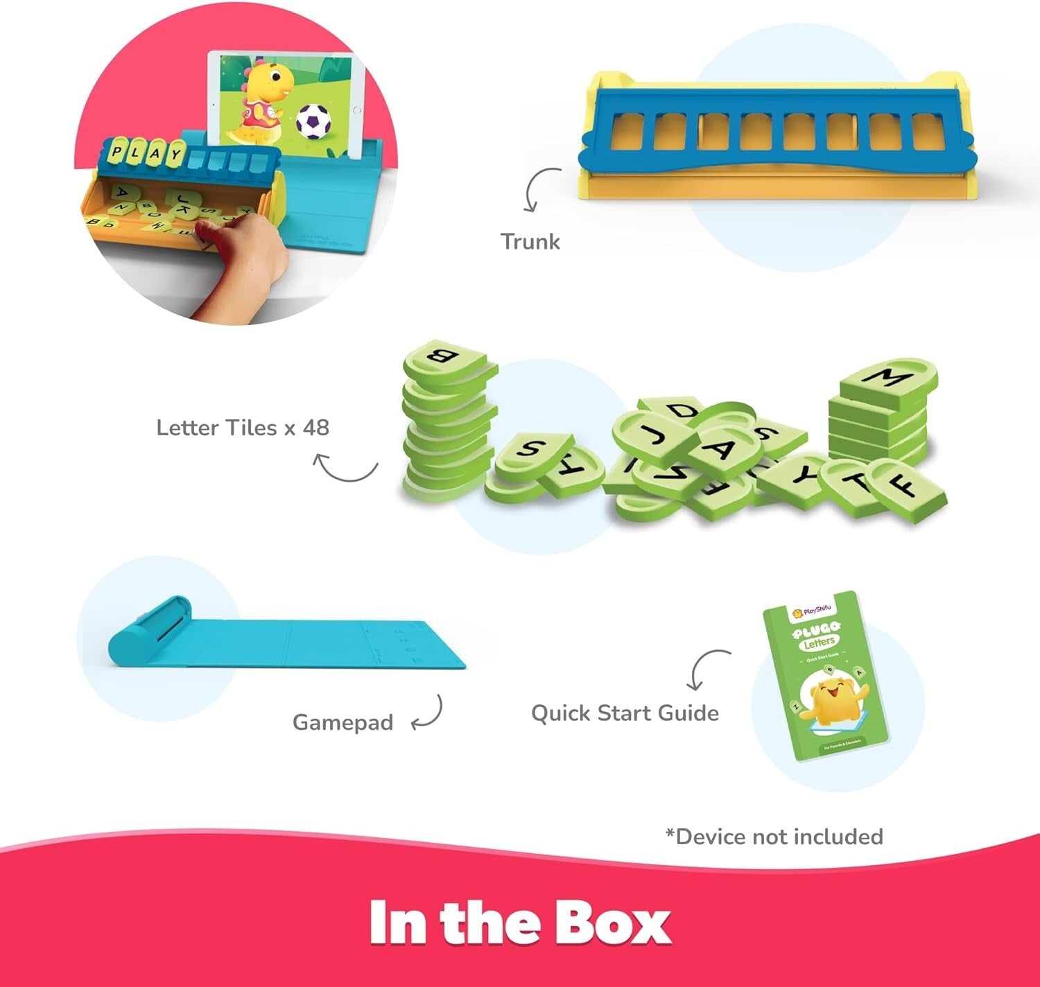 AR Educational Word Game Kit - Plugo Letters with 48 Tiles for Ages 4-10