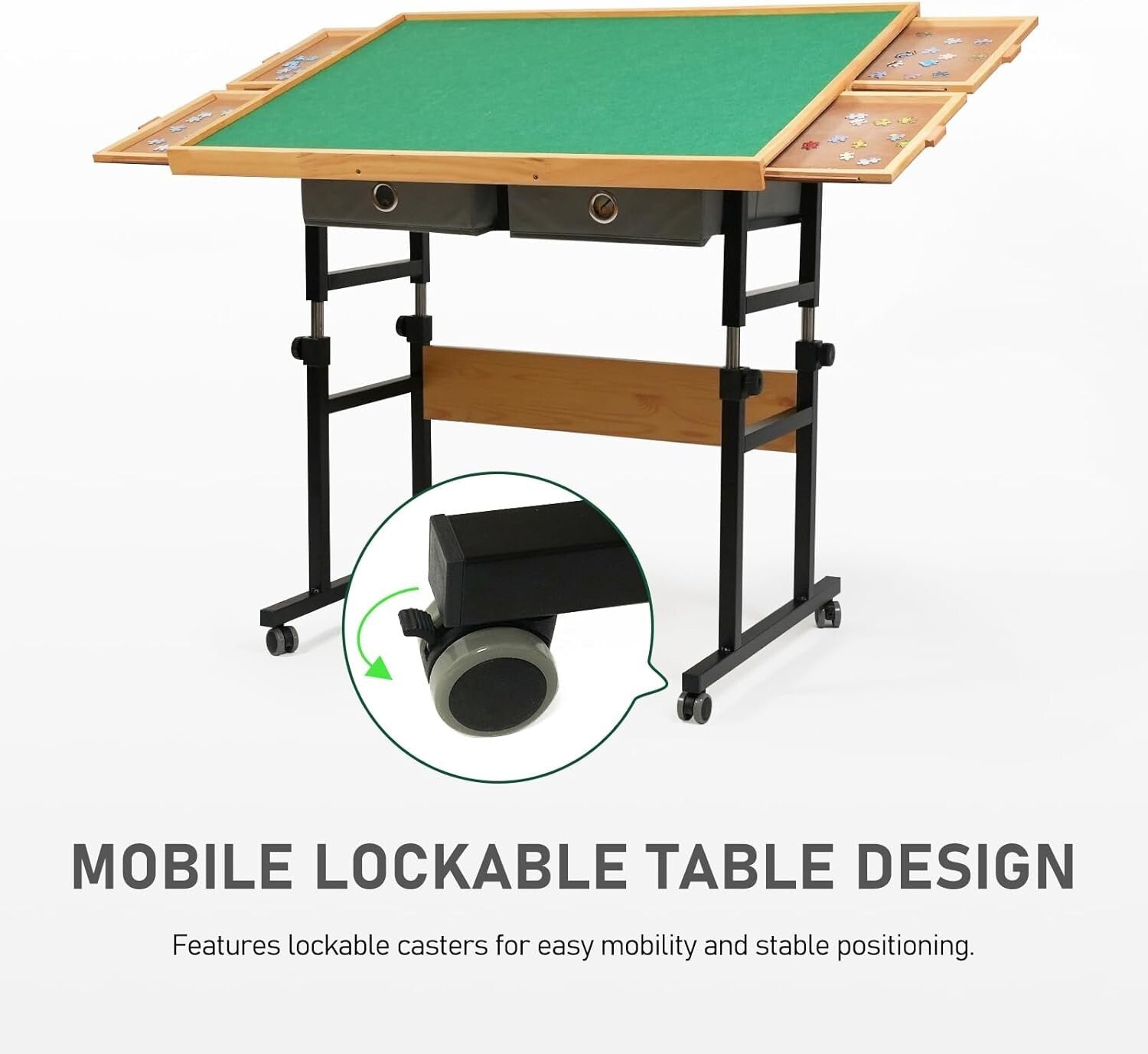 Mobile and Versatile Puzzle Table with 45° Tilt & Drawers for Easy Organization