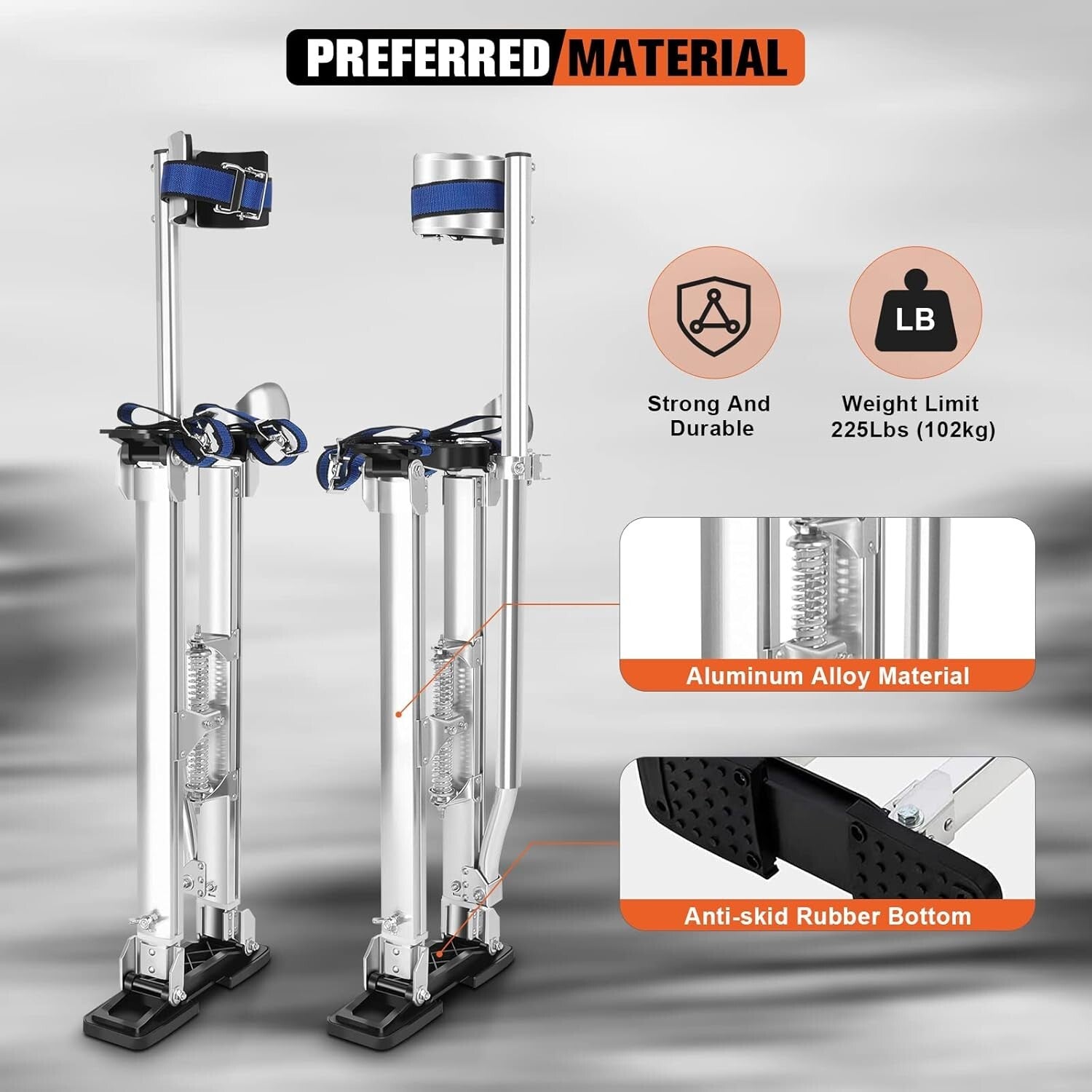 Durable 24"-40" Work Stilts - Lightweight Aluminum for Safe Heights Achievement