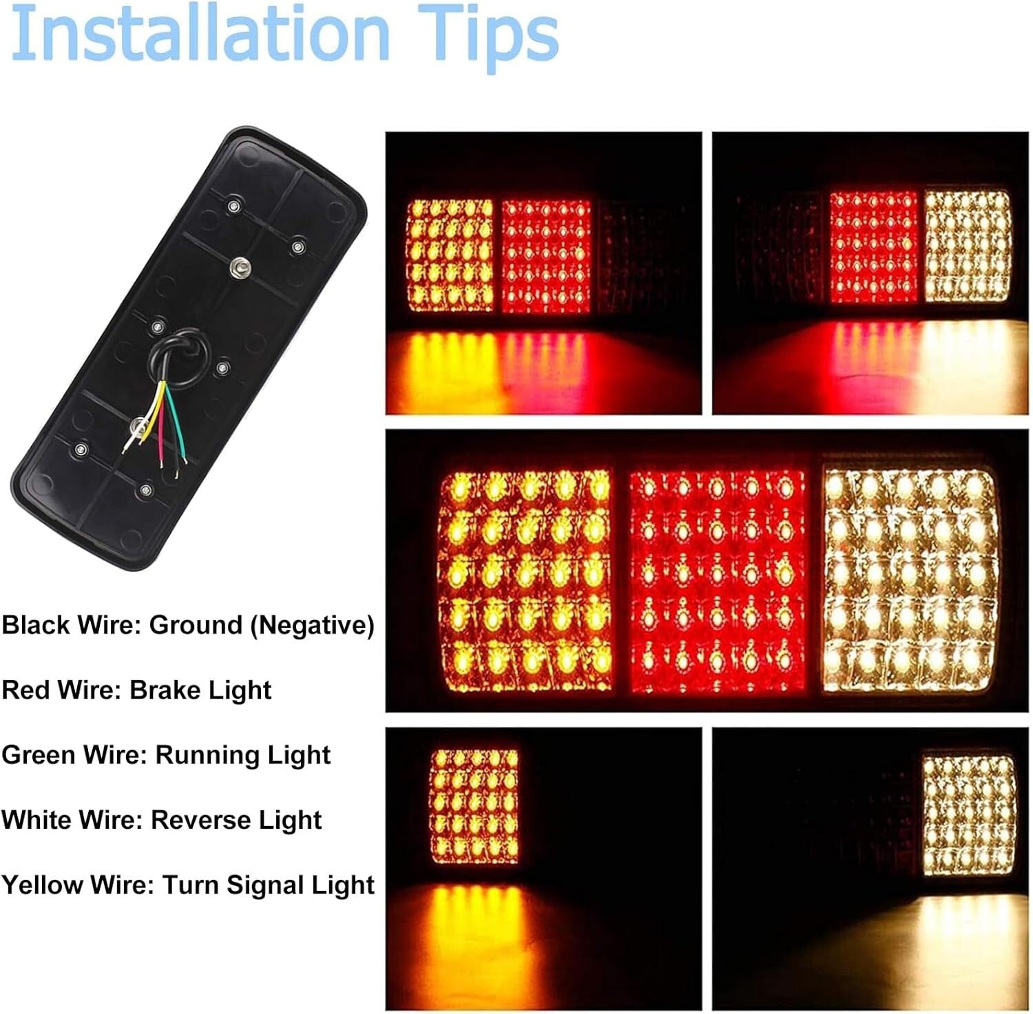 Multi-Function 75 LED Waterproof Trailer Lights - Brake, Tail, Signal Lights Set
