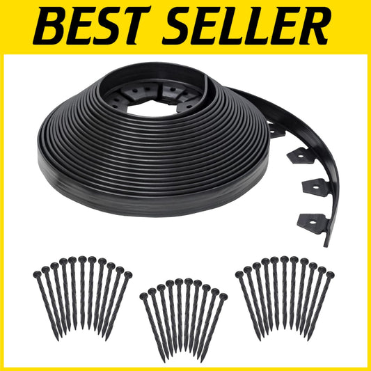 Flexible 100 ft. Black Landscape Edging Kit – Simple, No-Dig Gardening Aid