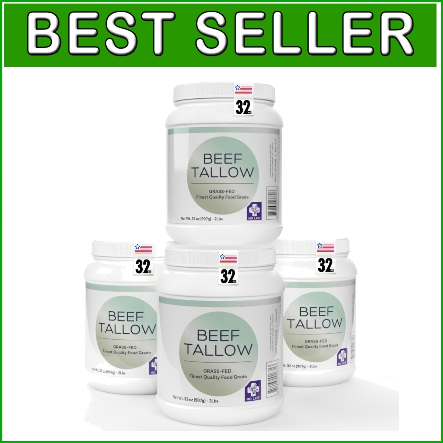 Nutritious Grass Fed Beef Tallow - Bulk 8 lb Pack for Cooking and Skin Care
