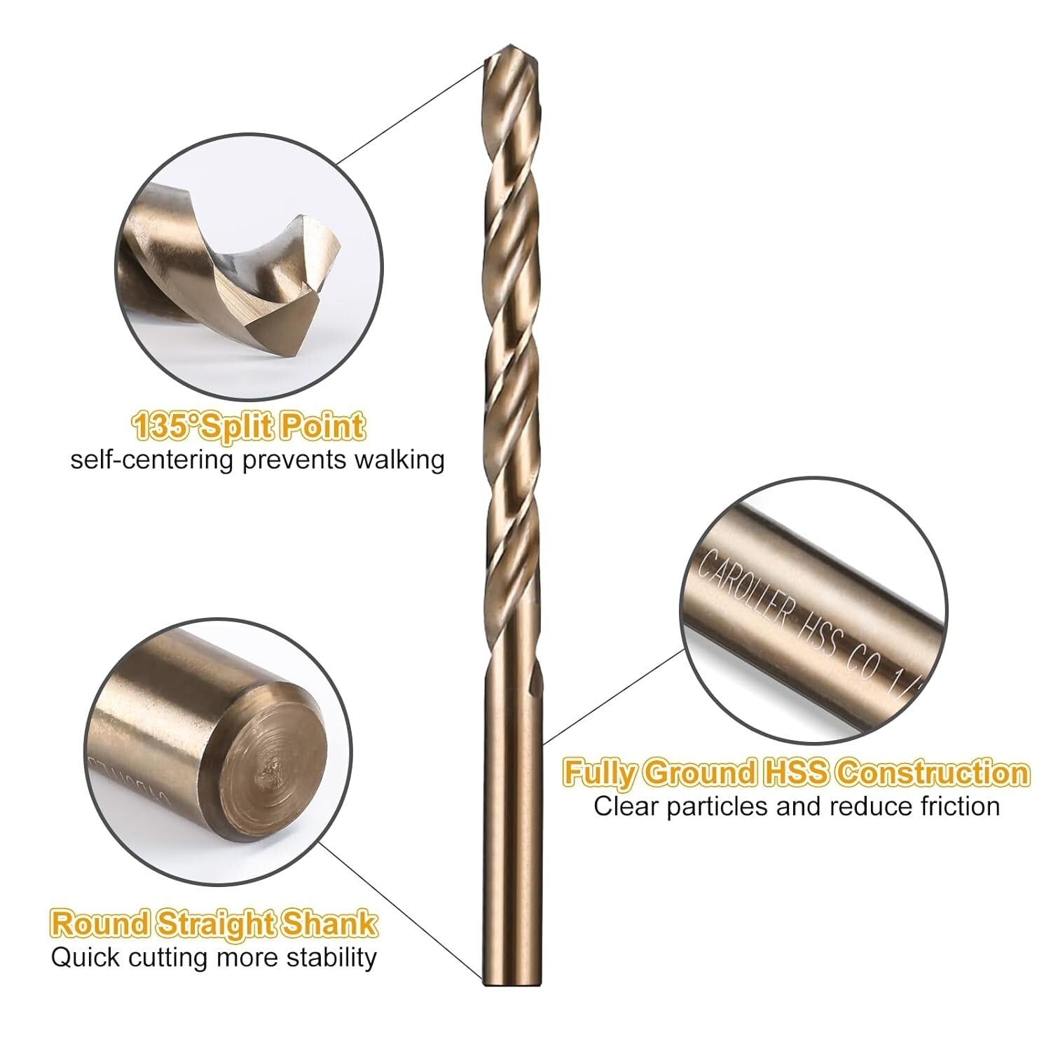 Versatile M35 Cobalt Drill Bit Set - 115 Pieces with Round Shank & Ergonomic Box