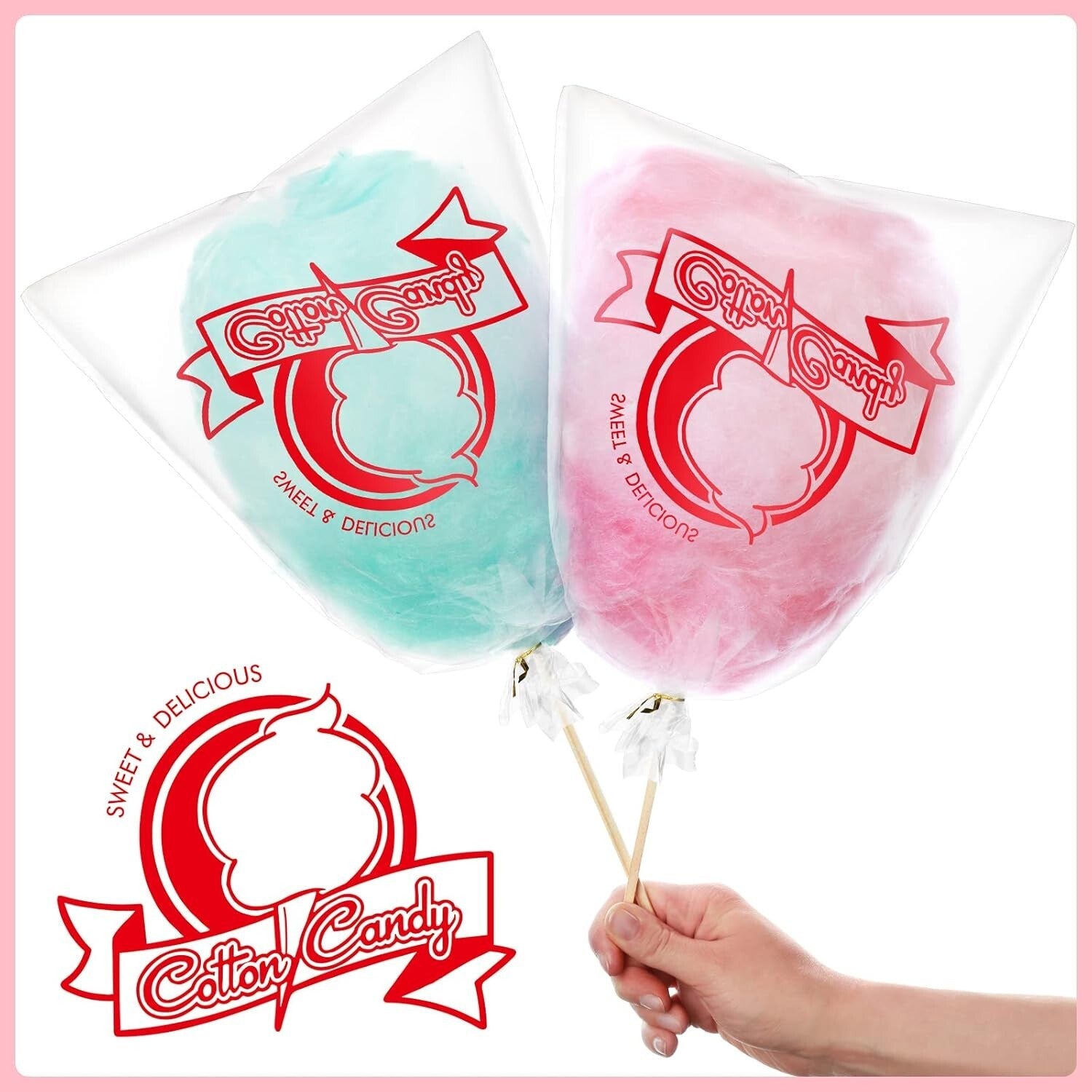 500 Cotton Candy Bags with Clown Print - Large Party Essential, 11.8 x 17.7 Inch