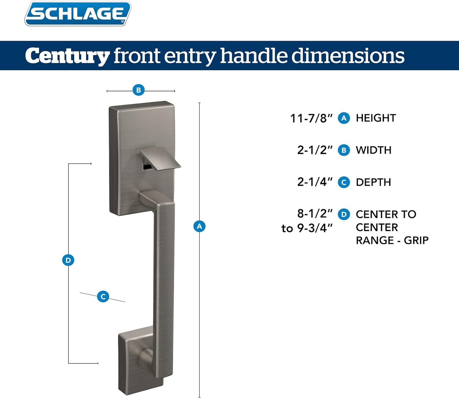 Elegant Century Matte Black Handleset with Latitude Lever for Secure Entryways