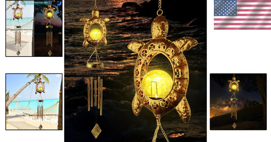 Durable Solar Turtle Wind Chimes - Soothing Melodies for Outdoor Spaces