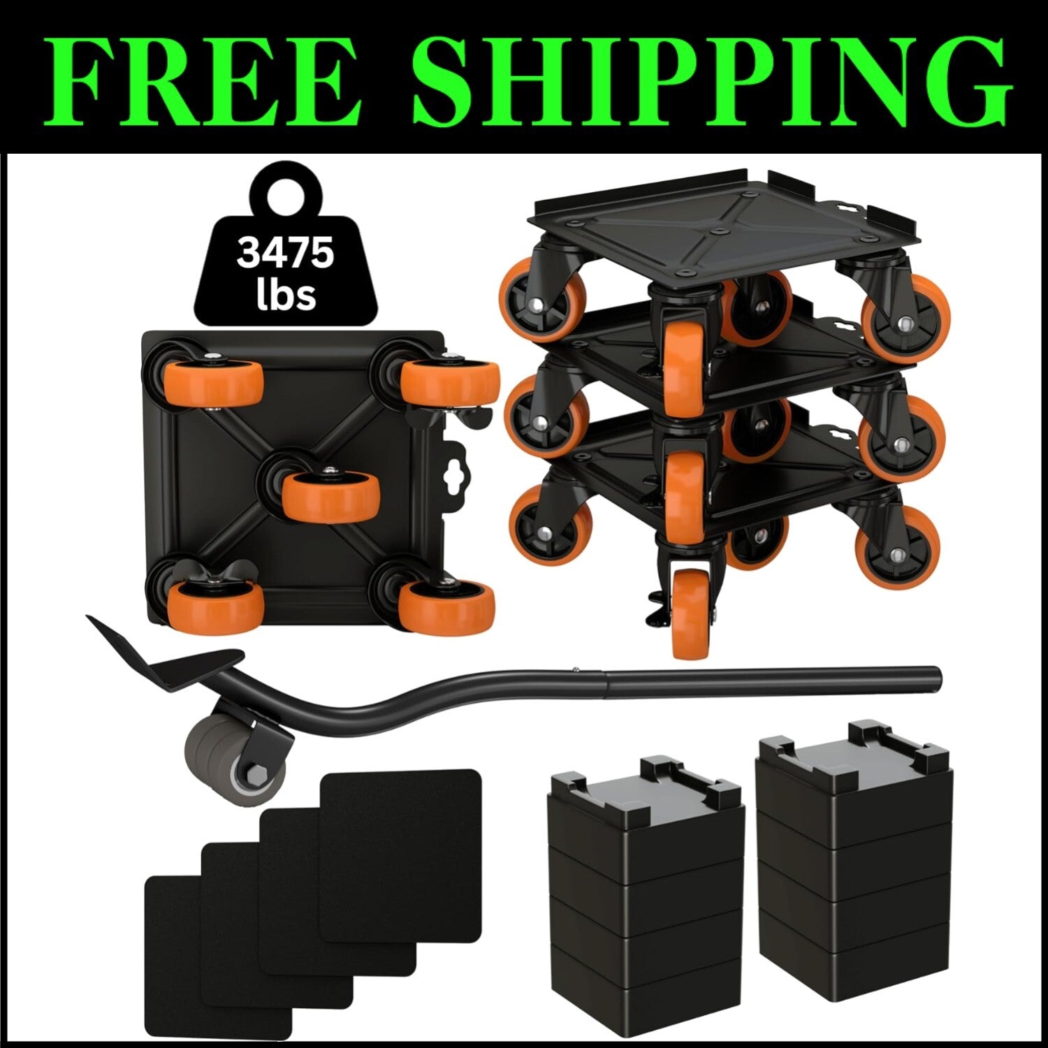 5-Wheel Heavy Duty Furniture Lifter with Anti-Slip Pads - Ideal for Safe Moving