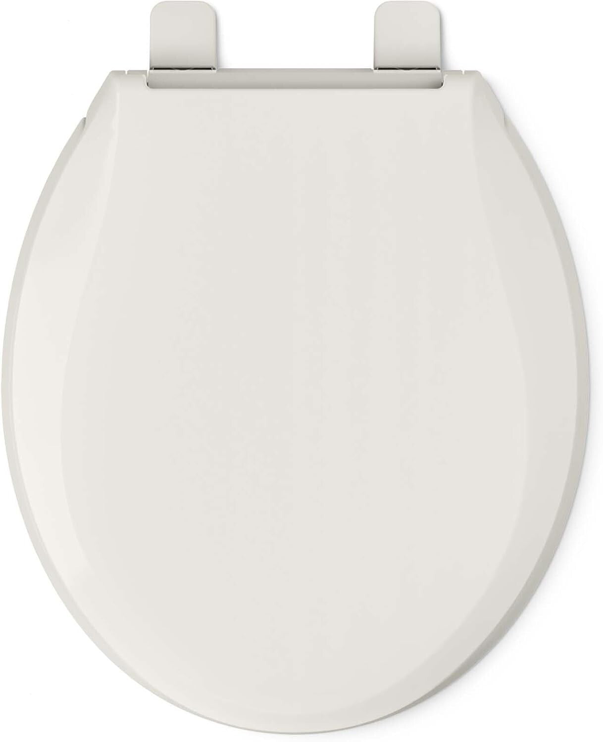 Modern Almond Round Toilet Seat with Grip-Tight Bumpers and Quiet-Close Lid