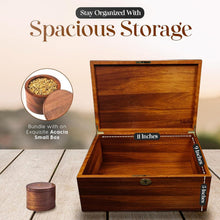 Load image into Gallery viewer, Decorative Lockable Memory Box - Solid Walnut Finish, 6L Storage Volume