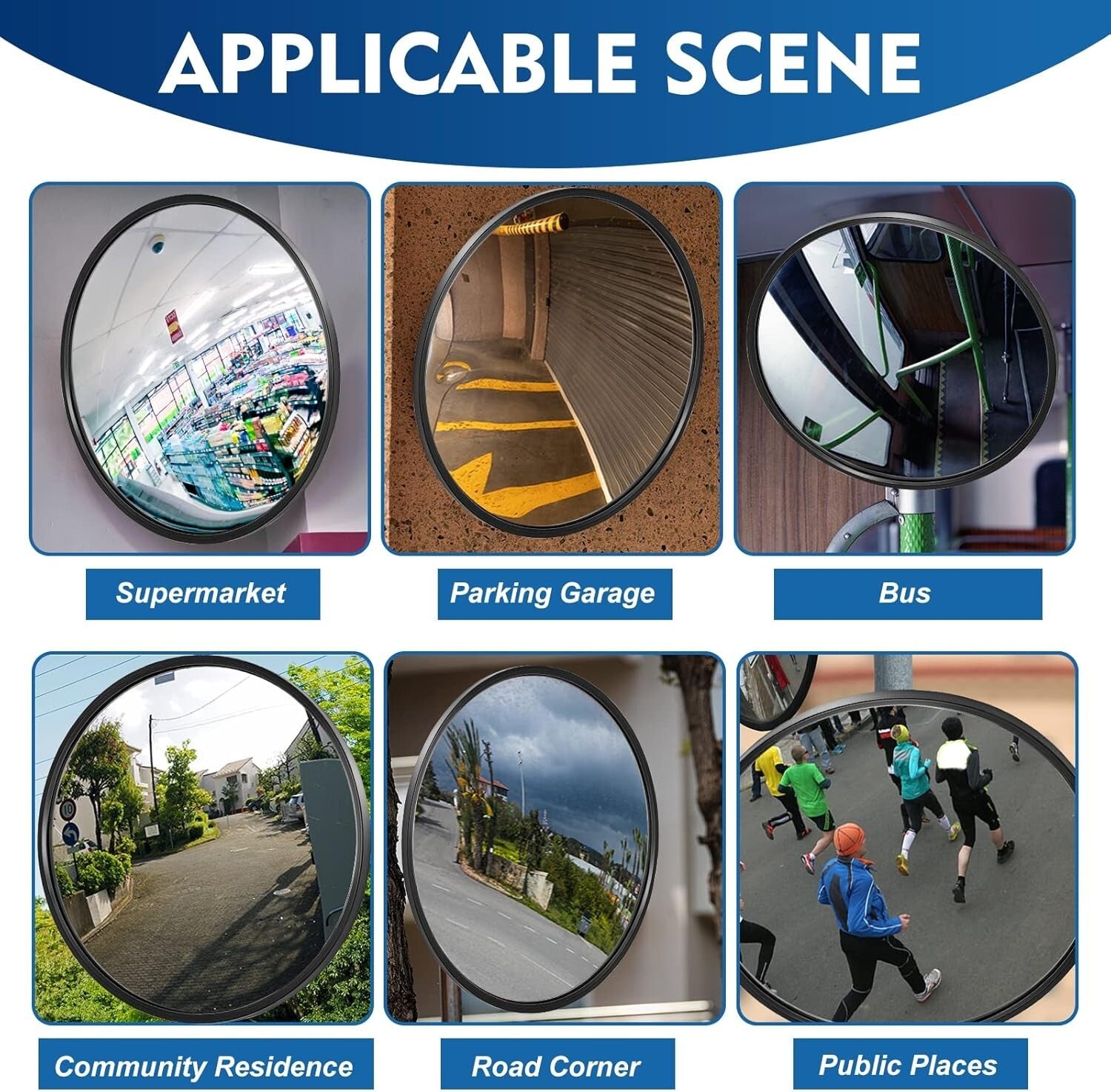 Durable 8'' Round Convex Mirrors with Fixing Bracket for Home & Business Safety