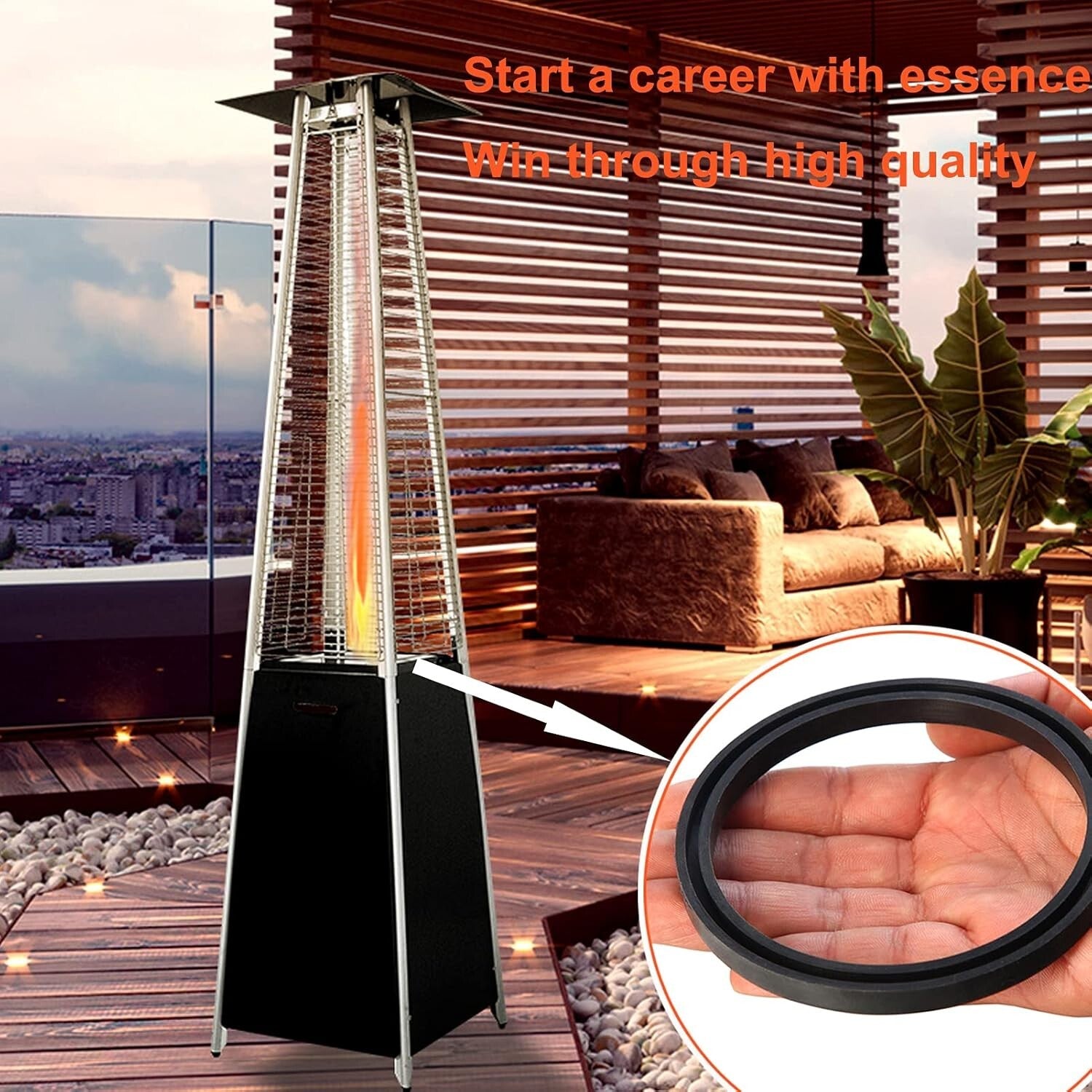 Outdoor Heater Replacement Tube 49.5" with Silicone Ring - Fits Multiple Brands