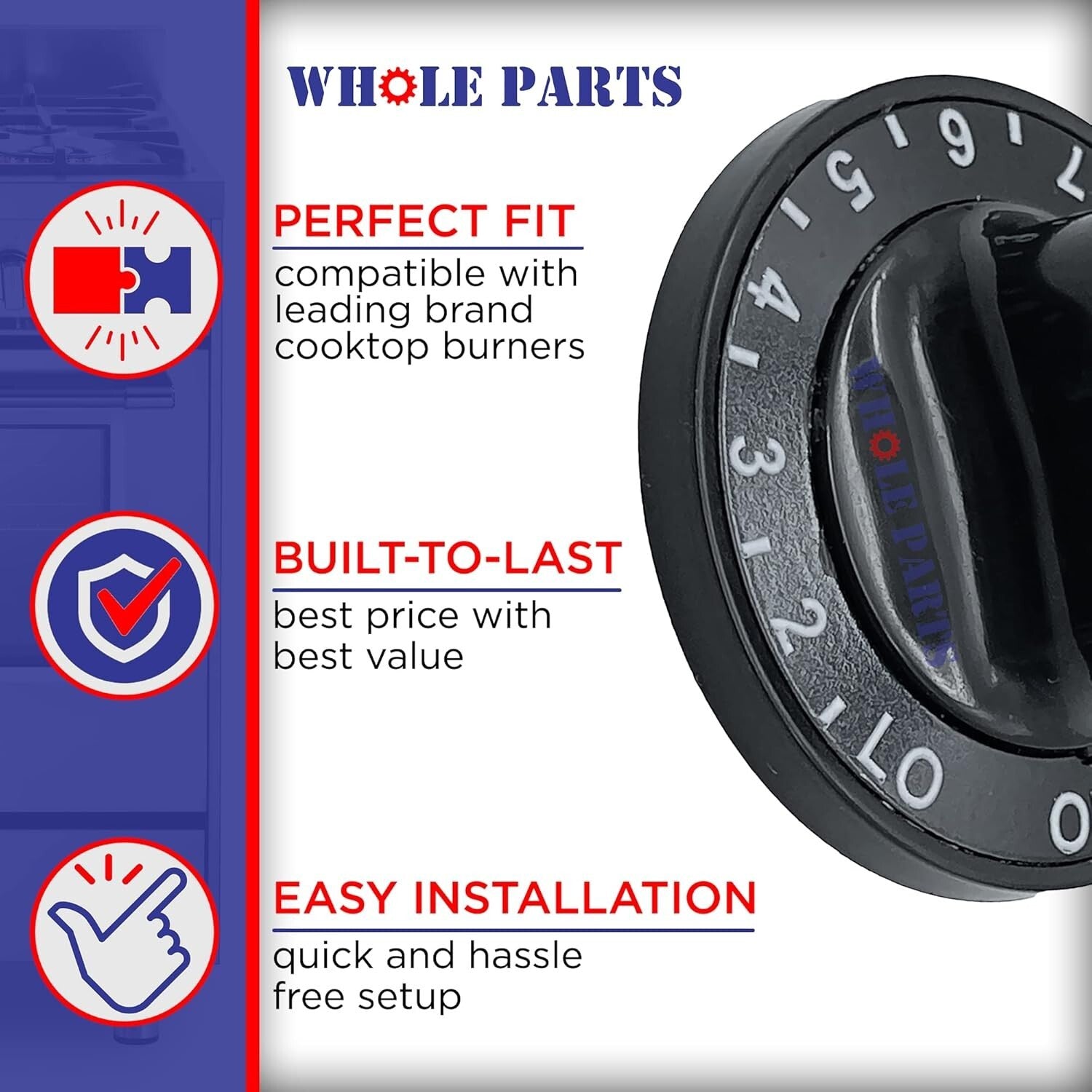 Versatile 4-Pack Oven Control Knobs - Compatible with Select Kenmore & Jenn Air