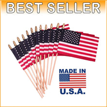 Load image into Gallery viewer, USA-Made 4"x6" Cotton Flags on Sticks - Perfect for Yard and Indoor Display