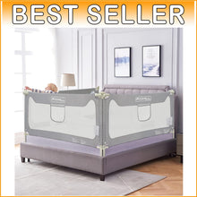 Load image into Gallery viewer, U-Shape Toddler Bed Rail for California King Bed - Modern Grey Safety Guard