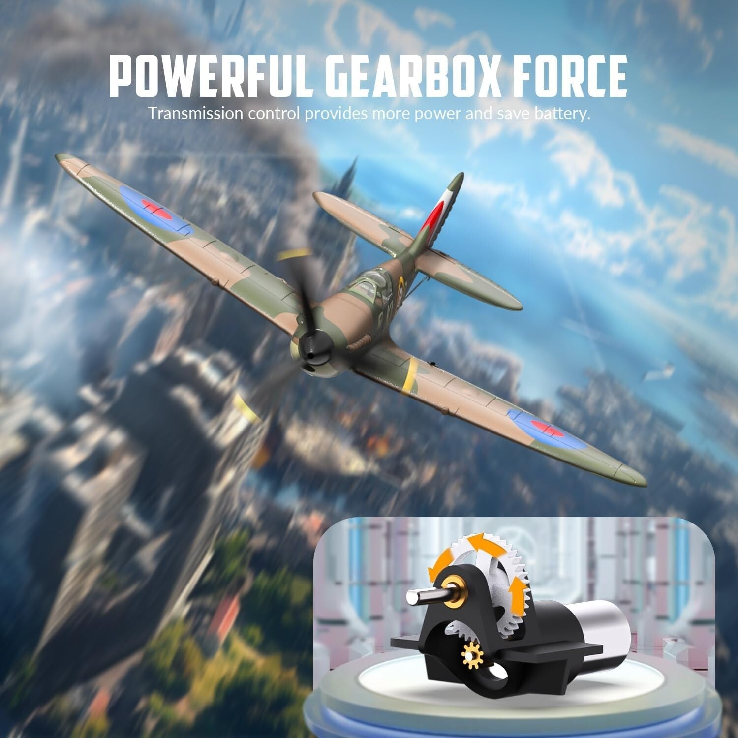 RC Plane Spitfire Fighter 4CH RTF - Easy Aerobatics with Gyro Stabilizer