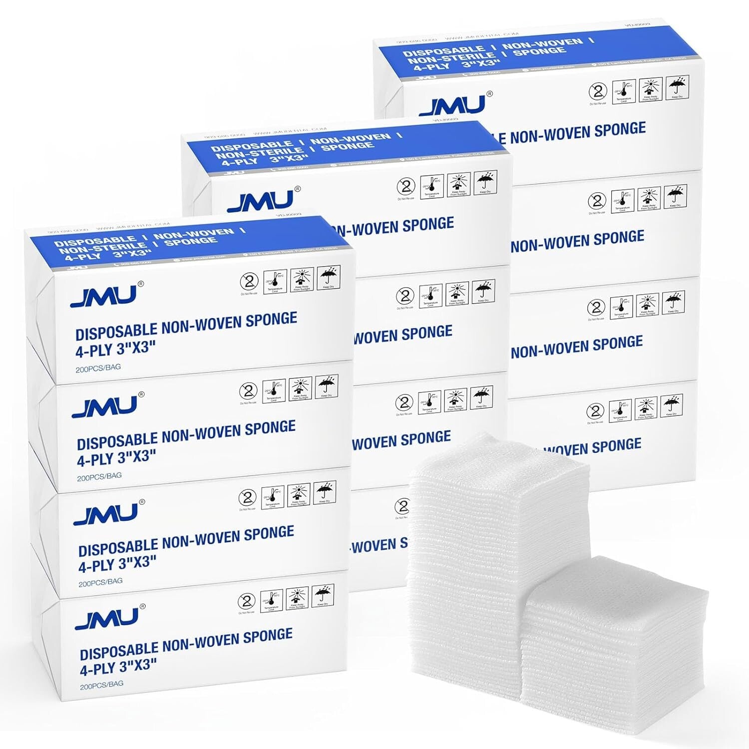 2400 Bulk Non Woven 3x3 Gauze Pads - Ideal for First Aid Kits and Dental Clinics