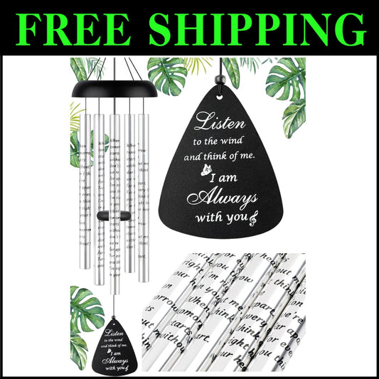 Deep Tone 36'' Sympathy Wind Chimes with Touching Poem - Lasting Memorial Gift