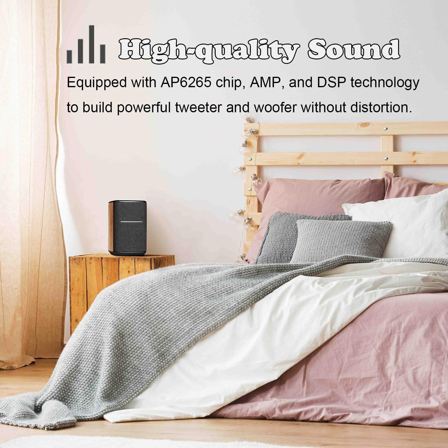 Elegant 40W Wi-Fi Smart Speaker with Stereo Playback - Privacy Microphone Free