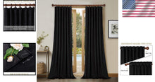 Load image into Gallery viewer, Elegant Black Velvet Blackout Curtains 52W x 132L - Stylish Thermal Insulation