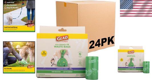 192 Rolls of Heavy Duty Lavender Scented Dog Poop Bags with Easy Tie Handles