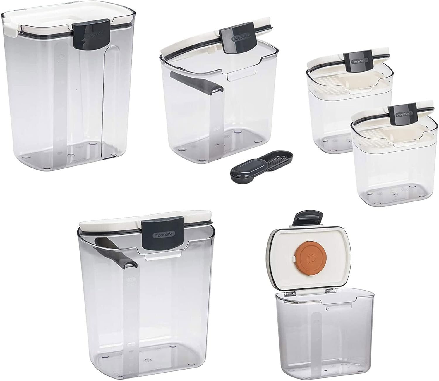 6-Piece Airtight Clear Plastic Storage Set for Flour, Sugar & Baking Essentials