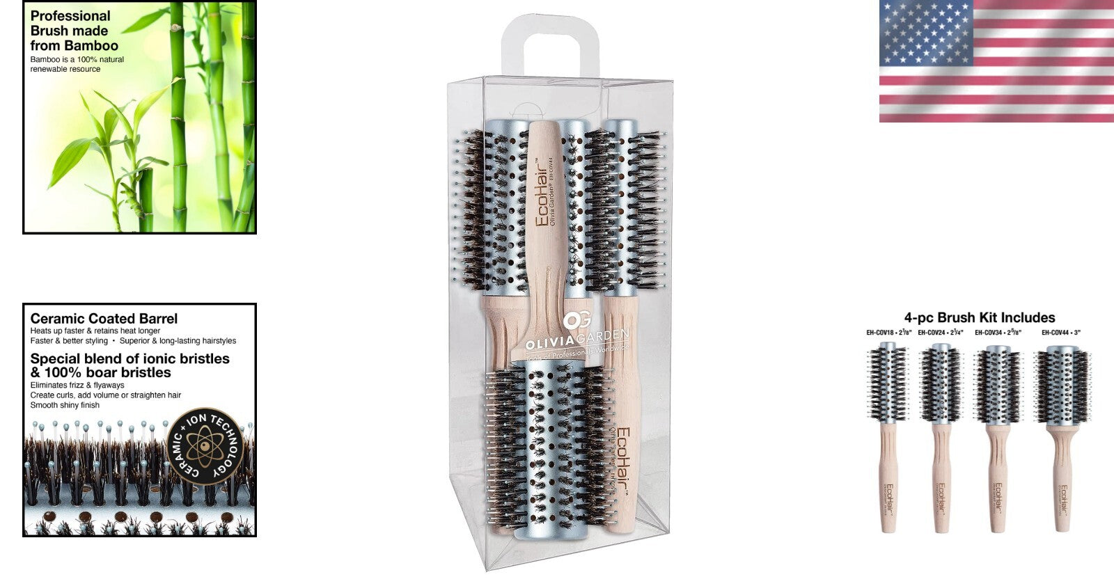 Eco-Friendly Bamboo Hair Brush with Boar Bristles for Shine & Frizz Control