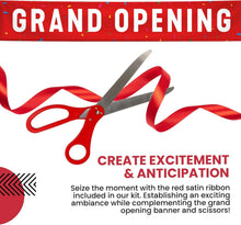 Load image into Gallery viewer, Complete Ribbon Cutting Ceremony Kit with Giant Scissors &amp; Balloons - Red White