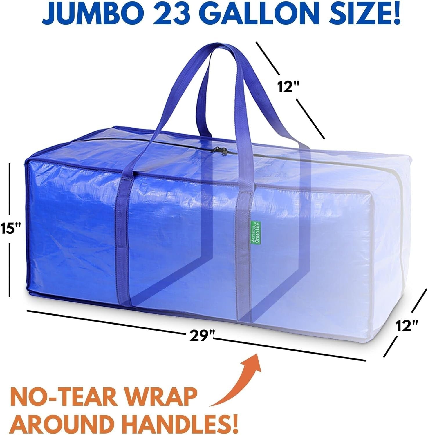 Durable Waterproof Moving Bags 8-Pack - Blue Totes with Zippers & Strong Handles