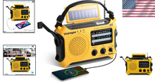 Load image into Gallery viewer, Compact Yellow Solar Power Dynamo Radio with Reading Lamp &amp; Mobile Charger