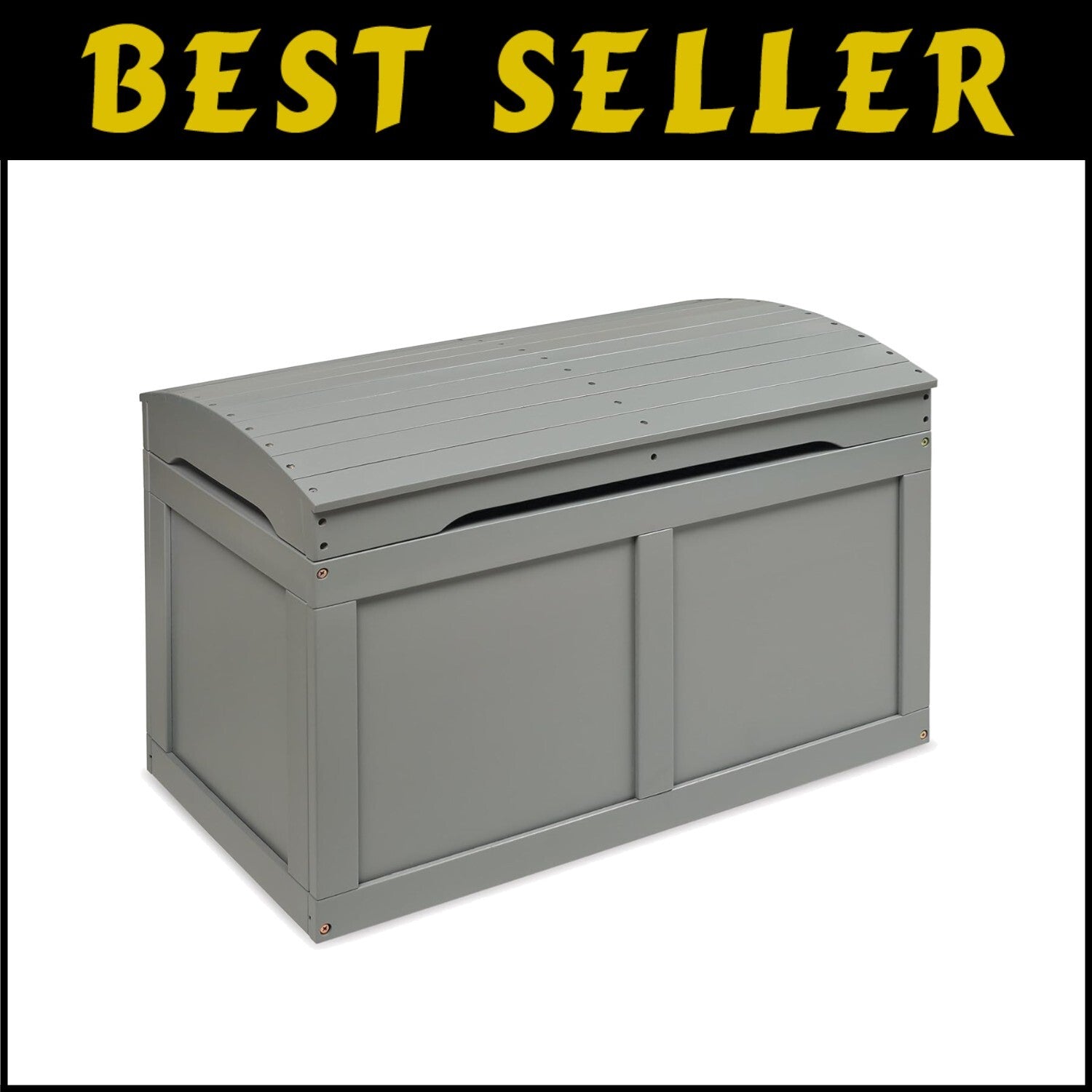 Elegant Gray Hardwood Toy Box with Support Hinge - Perfect for Kids Storage