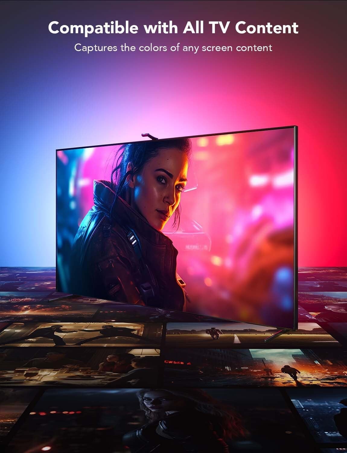 Dynamic 16.4ft TV LED Backlight with RGBIC and Dual Cameras for Festive Viewing